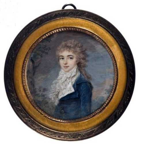 “Jeune femme en redingote bleue”, circle of Lié-Louis Perin-Salbreux, end of 18th centur