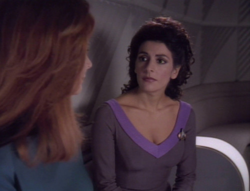 trekkiefeminist: cosmic-llin:And have some caps of Deanna and Bev hanging out in seasons 5, 6 and 