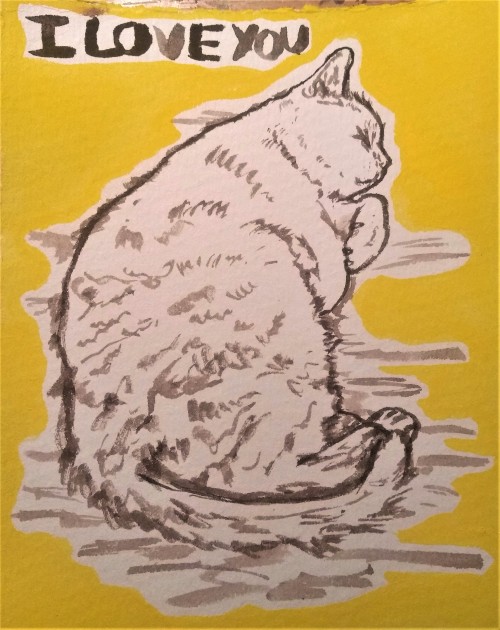 auntpelvis: gouache painting of my cat &lt;33