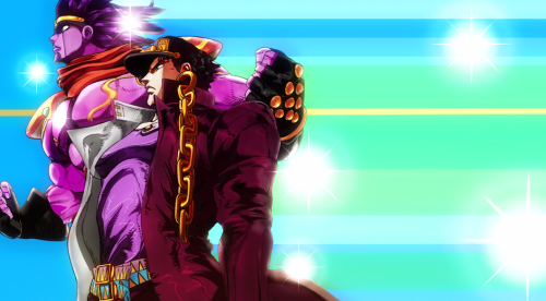 megomobat:every frame of the first Stardust Crusaders OP is a work of artso here’s some photoshop-tw