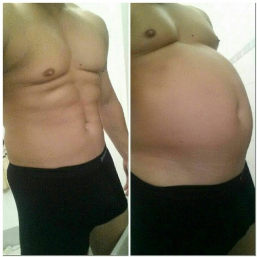 bellylovert: Before and after a big stuffing… see some difference :)