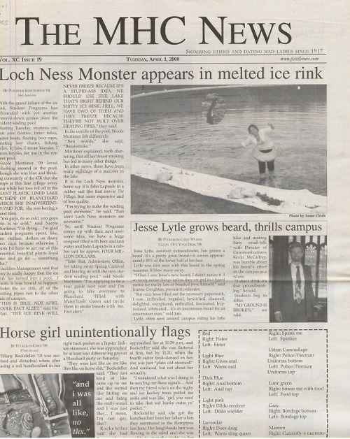 Happy (belated) April Fools Day! On April 1 over the past several years, the Mount Holyoke News has 
