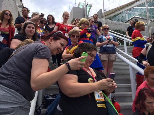 comicssquee:
“ Had a blast at the Carol Corps meetup at SDCC 2014. I’d actually never cosplayed before but was inspired to do a stealth cosplay of Captain Marvel. Had such a blast! And scope those adorable mini-geeklings with gheir victory...