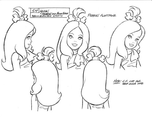 talesfromweirdland:Model sheets for the 1971 Hanna-Barbera cartoon, The Pebbles and Bamm Bamm Show. 