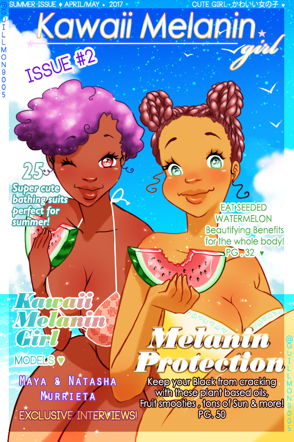 fyblackwomenart:  Kawaii Melanin Girl ★ ♥ April Spring Edition A super cute Magazine