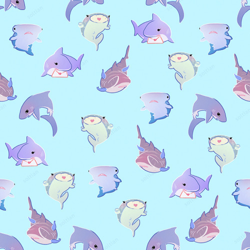 soltian: Speaking of sharks! I have just completed a set of hideously adorable fat delighted blushing babies. Exclusive shark buttons were sent out to my Patrons earlier this month, but you can soon buy scarves and jewelry of these darlings at Otakon