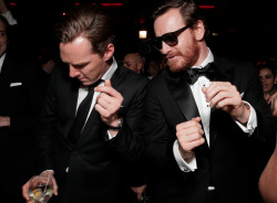 londonphile:  yahooomguk:  Because nothing is better than Benedict Cumberbatch and Michael Fassbender dancing together at the #GoldenGlobes.   Getting down uh? 