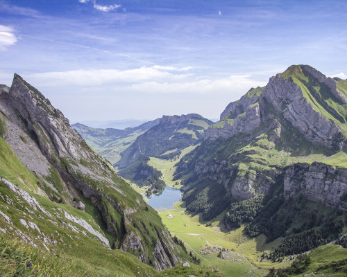 2013: Different perspectives of the Rotstein Pass Thrust in the Alpstein, with the lake Seealpsee in