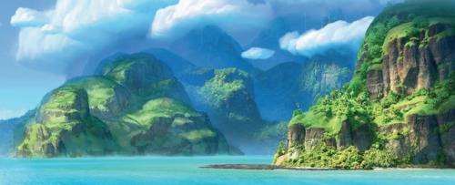 scurviesdisneyblog:Visual development for Moana by Ryan Lang, Ian Gooding, Kevin Nelson, Andy Harkne