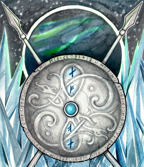 &ldquo;Stone Shield&rdquo;. Artwork for Gulveig: Fate of the Norns. [Facebook •&nb