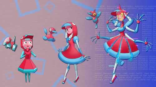 The Porygon humanizations I made, all together at last! I had so much fun with these designs and I j