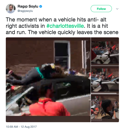 revolutionarykoolaid:  revolutionarykoolaid: revolutionarykoolaid:  revolutionarykoolaid: BREAKING NOW (8/12/17): Neo-nazis are now using vehicles to attack anti-fascist protesters in Charlottesville. Unclear how many were injured, but it appears very