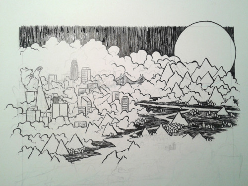matpringle:  ‘Come Back From San Francisco’ print WIP pictures. 