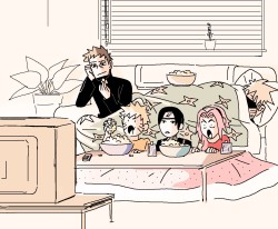 shittilydrawing:i got an ask a long time ago about team 7 movie night but i cant find it or i missed it in my askbox but ANYWAY heres the goofs