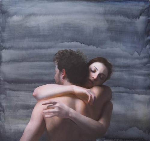 Embrace On Blue, Maria Kreyn, Oil on Canvas