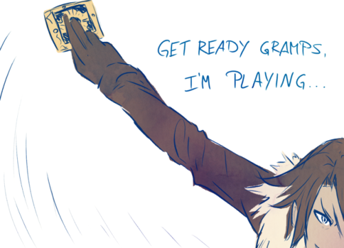 flourish-of-steel:  Imagine Triple Triad but like Yugioh.. imagine Squall being this extra lol