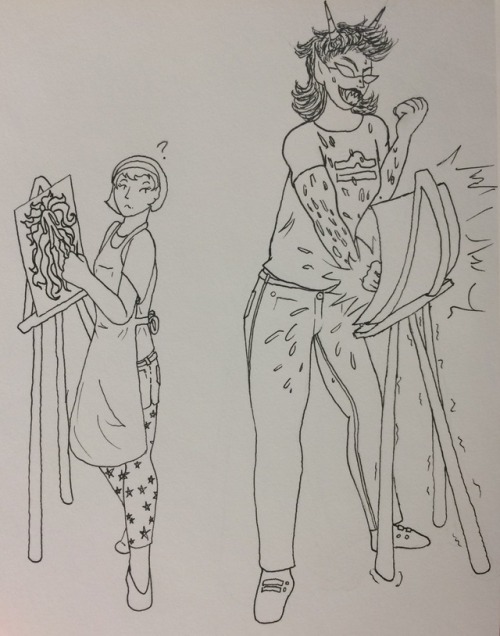 isroselalondebisexual:A RoseRezi for an anon! They’re painting together, and Terezi could real