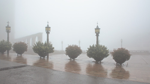 Santa Maria de Montserrat Abbey in the mist