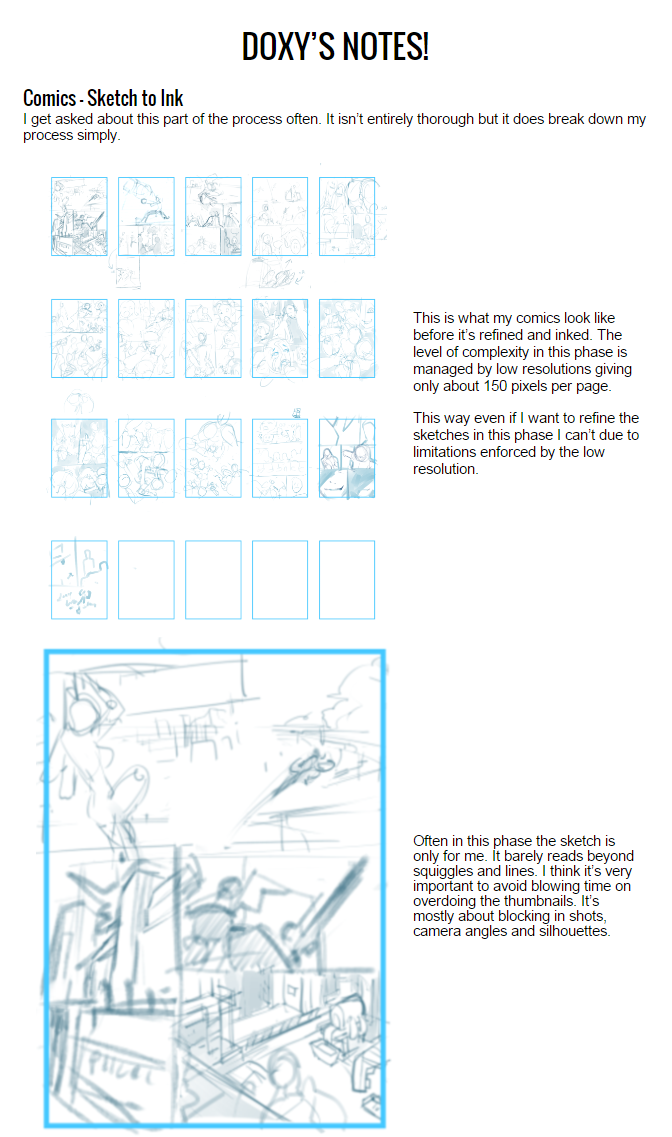 Comic tutorial for sketch to ink process.  support my Patreon for more tutorials,