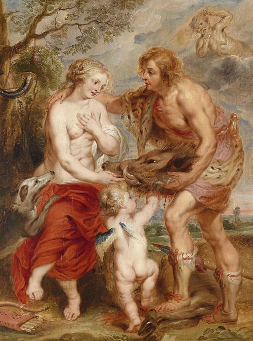 historyfilia:Meleager, assisted by Cupid, presents Atalanta with the head of the Calydonian Boar. Oi