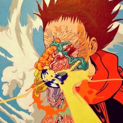 tinalugo:  Because my buddy asked, yea I did a Tetsuo Shima piece. #tbt #wood #painting #tinalugo #tetsuoshima #akira