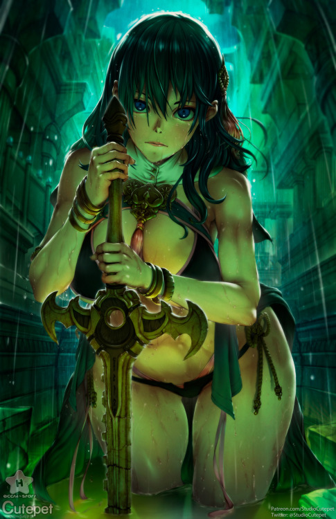 studiocutepet: An Ashen Demon haunts the ruins of an ancient tomb, sword in hand, awaiting the one who seeks her favor.    –Support my art on Patreon! Get HD art, alt versions, sketches, lineart, PSDs, wallpapers, stories, and more. Image packs also