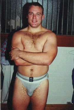 rugbyplayerandfan:  Rugby players, hairy chests, locker rooms and jockstraps Rugby Player and Fan