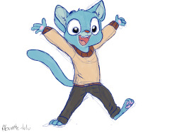 alouette-lulu:  I hurt my good hand when I fell with my scooter today (the scooter for kids ya know not the motocycle) so here’s a left handed Gumball ! (the stabilizer helped a lot with the line art) 