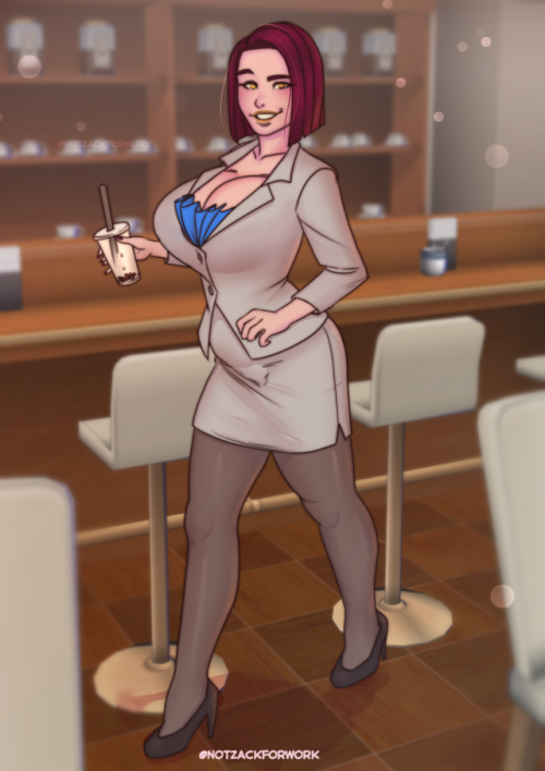 Felicia just at a Cafe, Picking up some Boba Tea. 