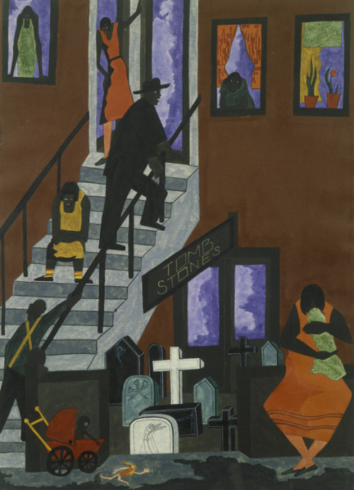 Tombstones, 1942, Jacob Lawrencehttps://www.wikiart.org/en/jacob-lawrence/tombstones-1942