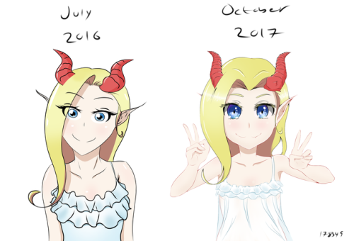 Remade my avatar picture from over a year ago in preparation for My upcoming 500 follower celebration. :DNote that the original version was also supposed to be a loli if I remember correctly, though its hard to tell as my proportions where a bit more