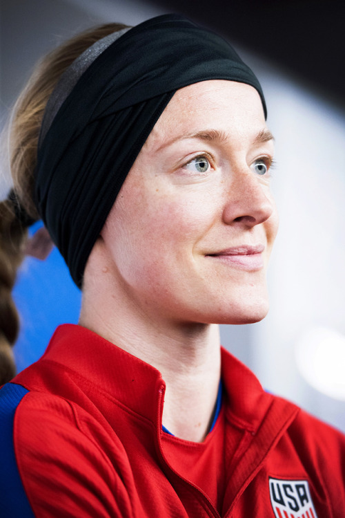 Tobin Heath and Becky Sauerbrunn during practice. If used MUST credit Site:Site