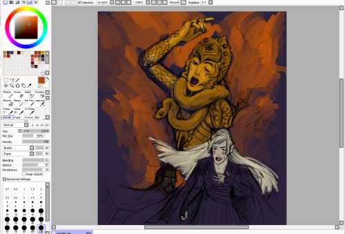 scorpionhoney:Ulmo Saving ElwingAlso a WIP of Finrod’s battle with Sauron. I have A LOT of stuff to 