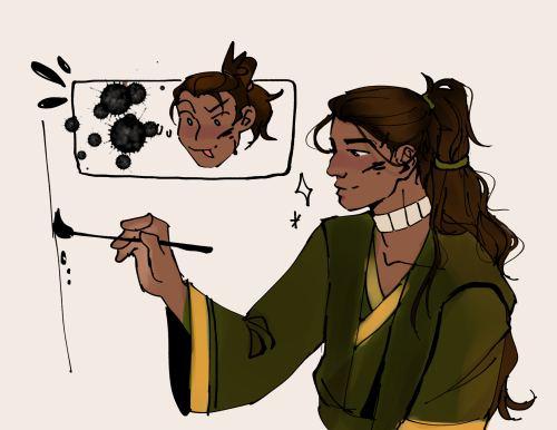 Art Request If It Inspires You: Sokka Gleefully Painting, Perhaps Ink On His Face :D Hair As Long As