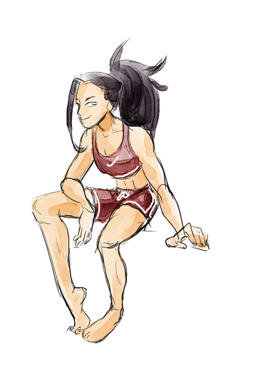 stupidpirates: Some Twitter draws: 1. Jirou and momo are gfs 2. Momo is ripped  3. Asui has enough leg strength to destroy a man  