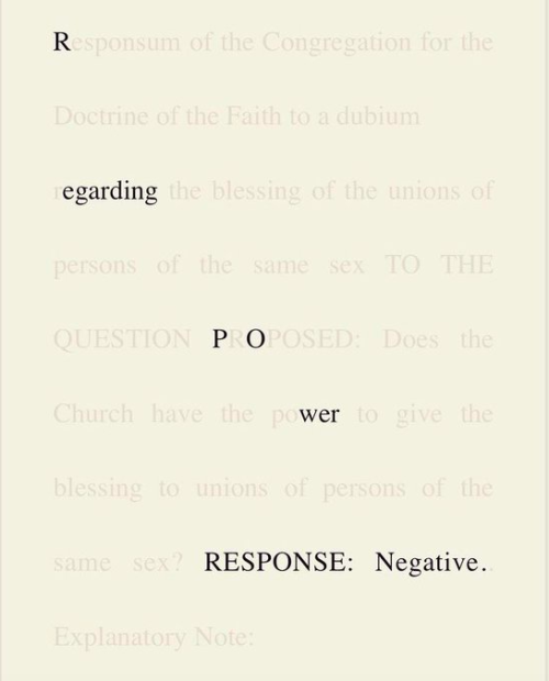 firstfullmoon:obsessed with padraig ó tuama’s poetry erasure of the vatican’s statement on same-sex 