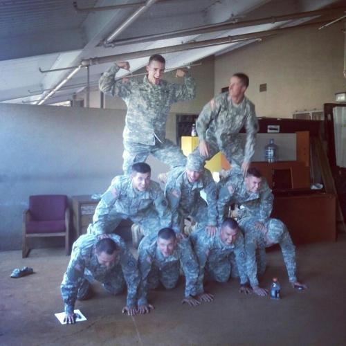 When given free time Soldiers get up to the oddest things. One of them must have been a cheer leader