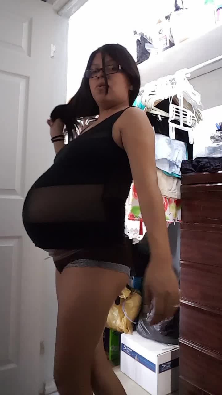 ladyfilth: Pregnant fitting into old clothes by Jane Amora   New video, tight clothing!