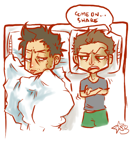 cashands:Gah I saw a cute post about a blanket-hogger Cas yesterday on my dash but I lost it. D: soy