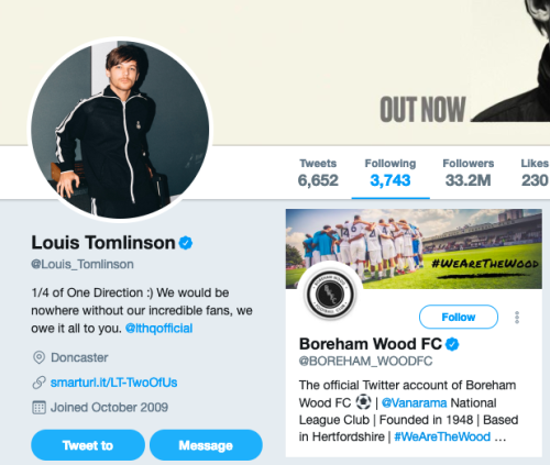 Louis’ recent follow on Twitter - 11/03