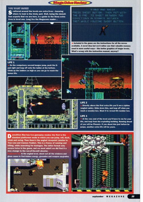  SEGA MegaZone #55, Sep 95 - A review of ‘Demolition Man’ on the Mega Drive. 