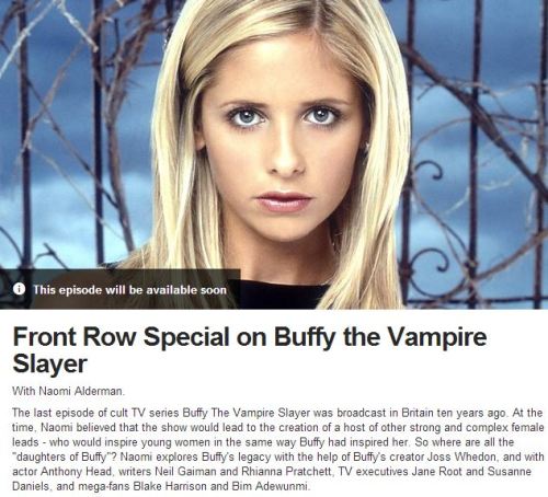 whedonesque: BBC Radio 4 will air a documentary on Buffy’s legacy on the 26th of December at 1