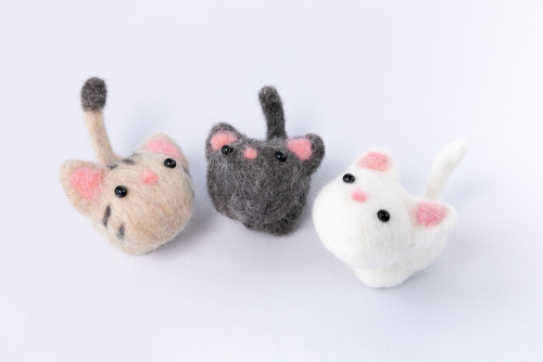 My first attempt at some needle felting. I somehow managed to stab myself only a few times. The cats