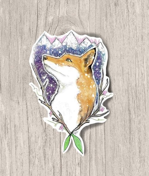 Fox Art Sticker //BluePandaArtandGifts