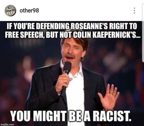 liberalsarecool:If Roseanne took a silent knee to protest the treatment of all the other racists who