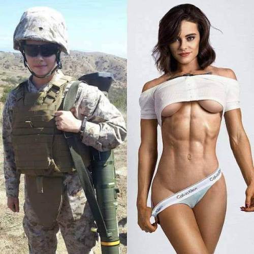 junecleaverlives:  cleavageandabs:More boobs and muscles at  CleavageAndAbs.tumblr.com. The woman under the uniform. Ou-rah and thank you for your service.