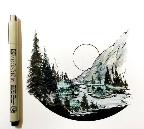 wordsnquotes:  culturenlifestyle:Derek Myers and His Daily Dose Of Miniature Art Derek Myers is a proactive artist, his latest project involving sketching out a drawing a day for one year, using a felt pen. The creative series features beautiful natural