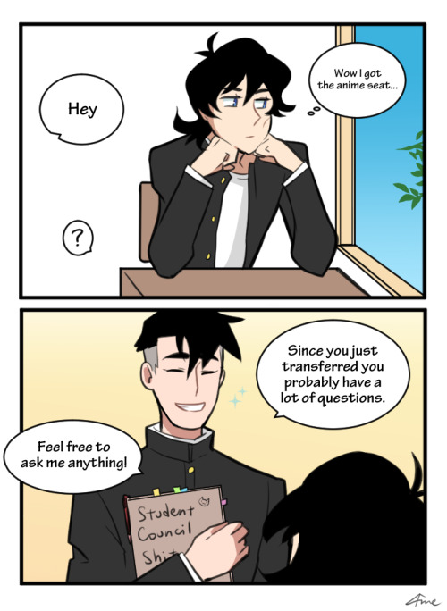 ame-gafuru:high school AU where transfer student keith is trying to get used to the Japanese culture
