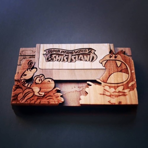 retrogamingblog:Wood-burned Super Nintendo Cartridges made by pigminted