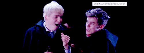 ohscorbus:Sam Clemmett as Albus Severus Potter and Anthony Boyle as Scorpius Malfoy in ‘Harry Potter